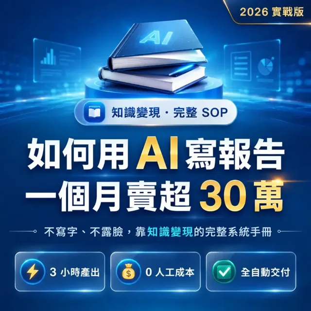 如何用 AI 寫報告，一個月賣超 30 萬 — 完整系統手冊 封面