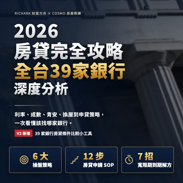 2026房貸完全攻略：全台39家銀行深度分析 封面