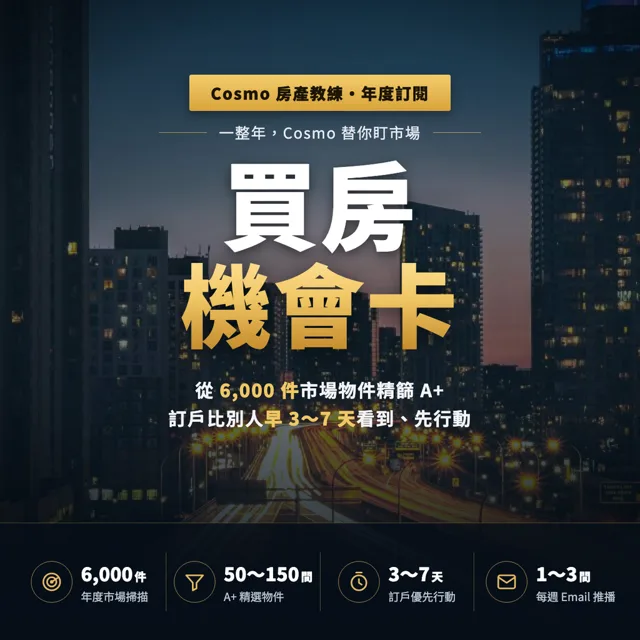 買房機會卡｜COSMO房產教練精篩物件的年度訂閱服務 封面
