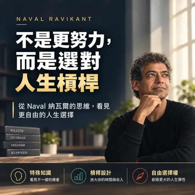 不是更努力,而是選對人生槓桿:納瓦爾的財富思維與自由選擇 封面