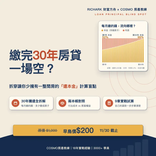 繳完30年房貸一場空？拆穿讓你少擁有一整間房的「還本金」計算盲點 封面
